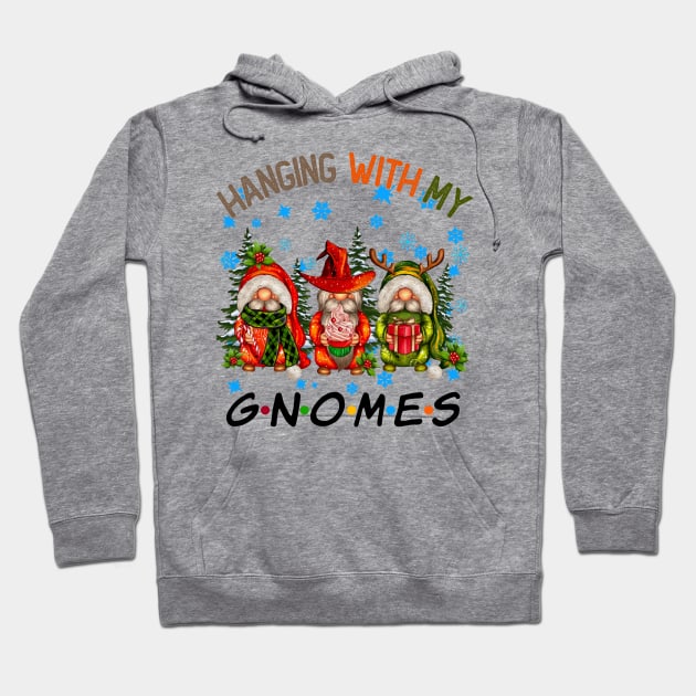 Funny Christmas Gnome Hanging With My Gnomies Family Pajamas Hoodie by JennyArtist